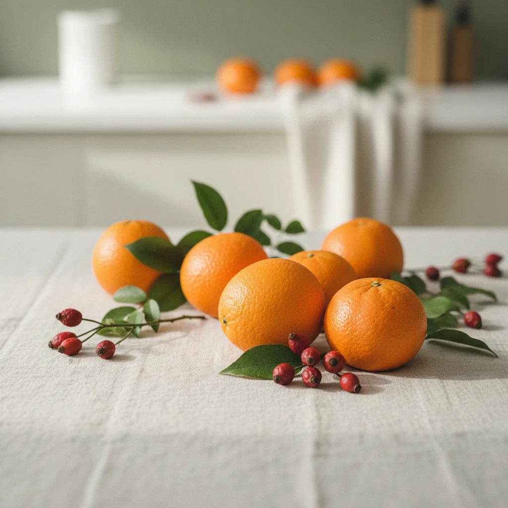 Burk med Nuvo Flow Revive kosttillskott omgiven av färska citrusfrukter och gröna blad